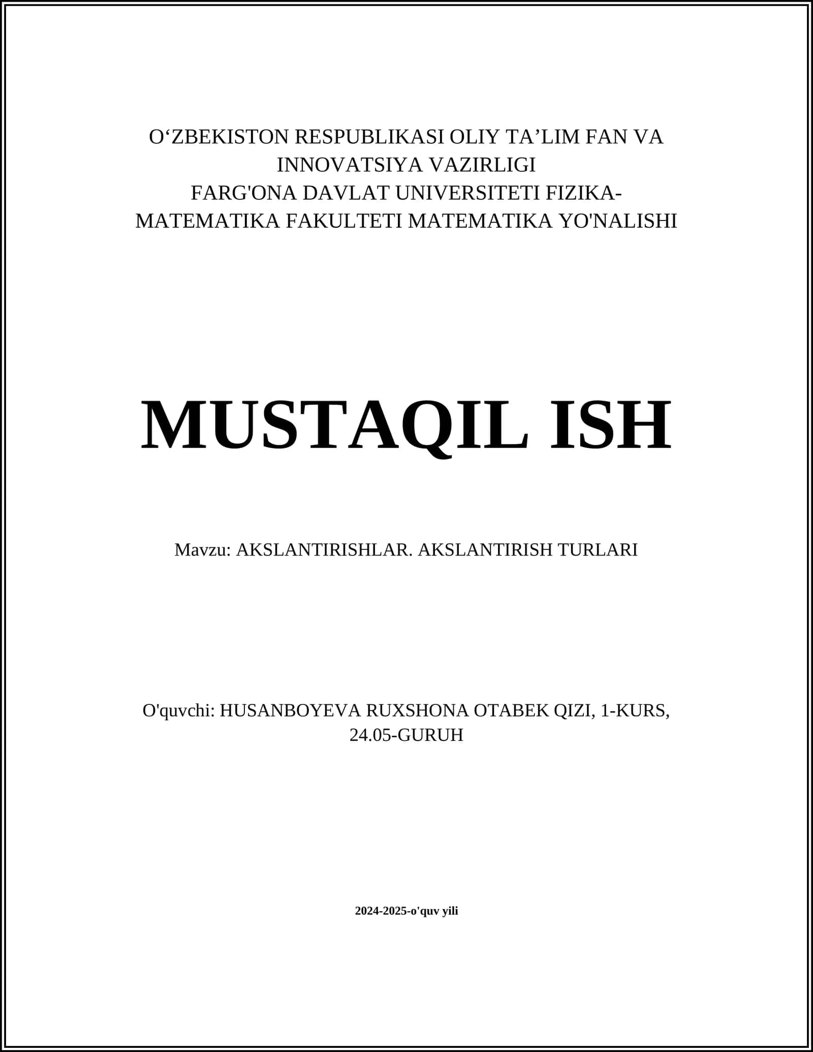 AKSLANTIRISHLAR. AKSLANTIRISH TURLARI 1