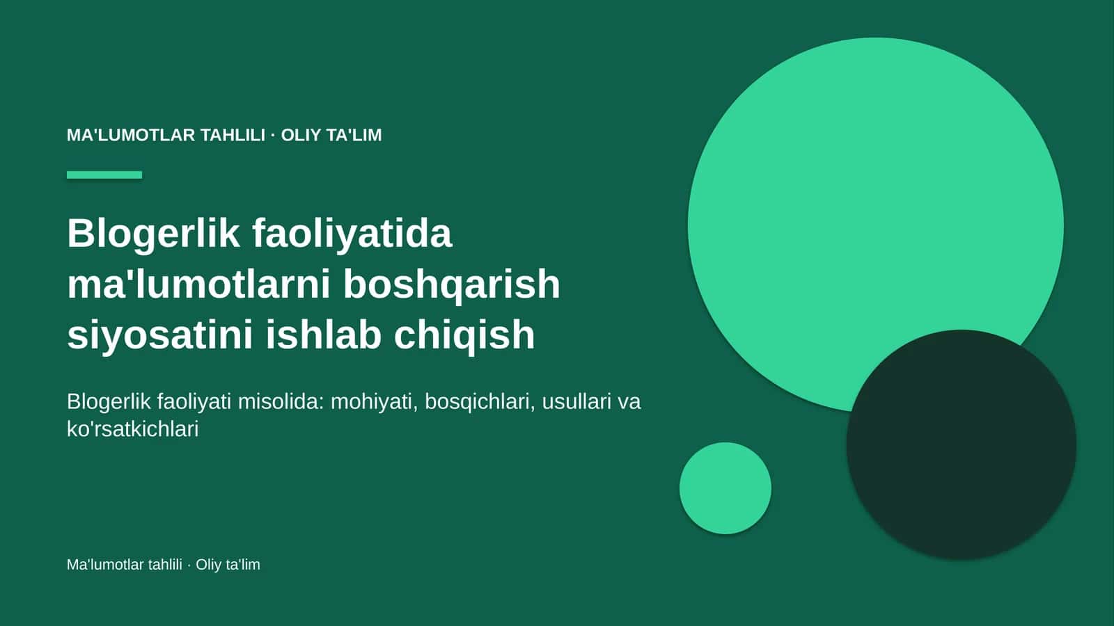 Ma'lumotlar tahlili · Oliy ta'lim 1