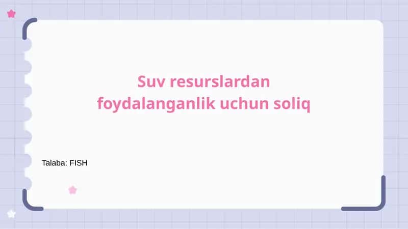 Suv resurslardan foydalanganlik uchun soliq 1