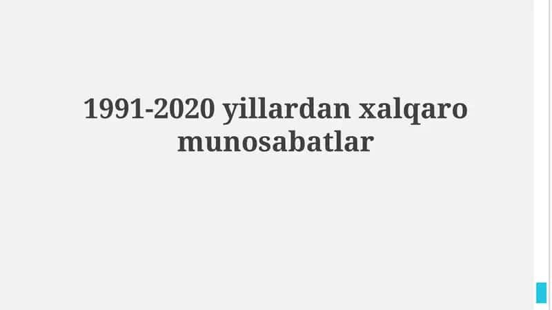 Sovuq urushdan keyingi dunyo: AQSh ustunligi va globallashuv 1