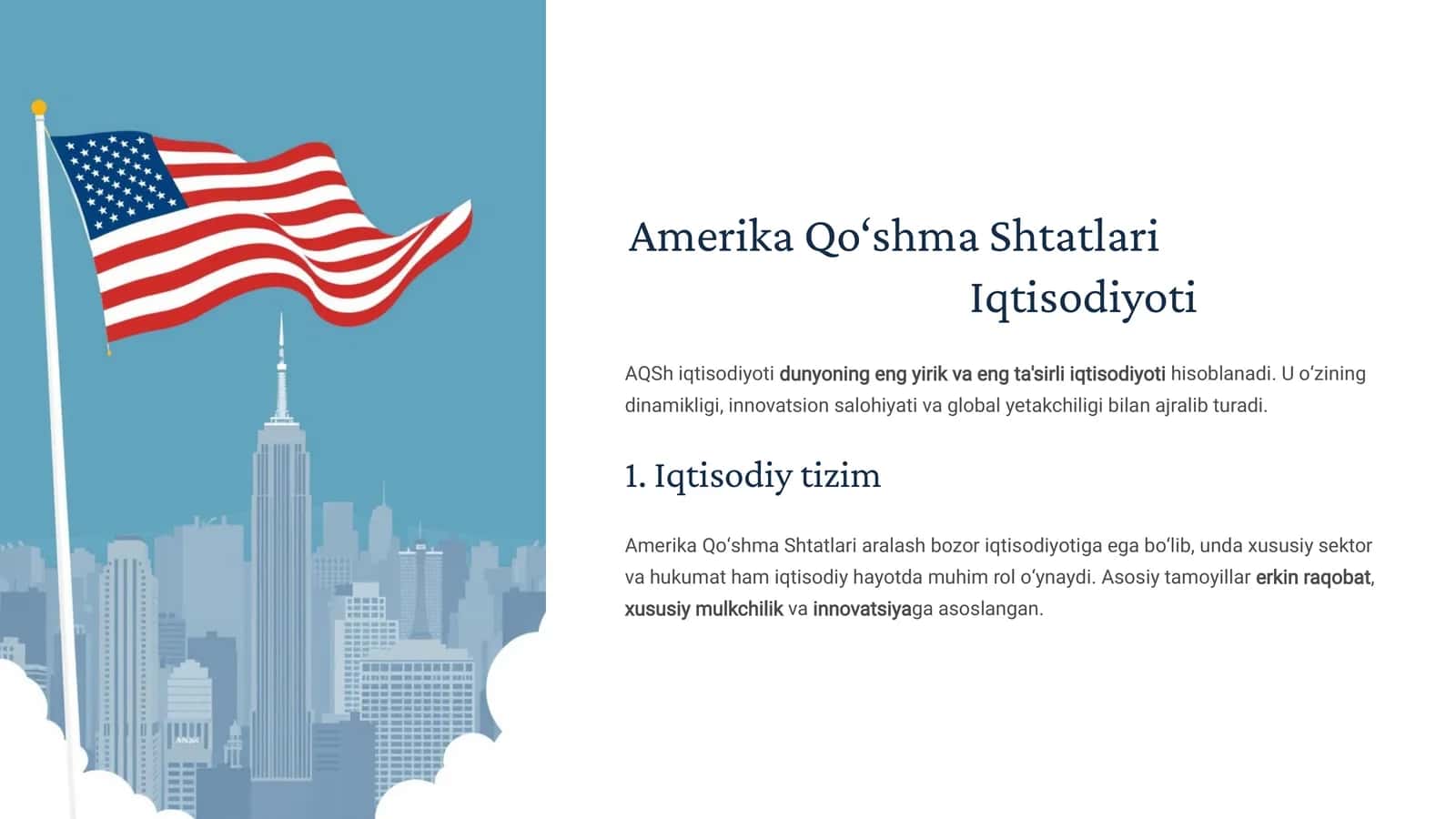 Amerika Qo‘shma Shtatlari Iqtisodiyoti 1