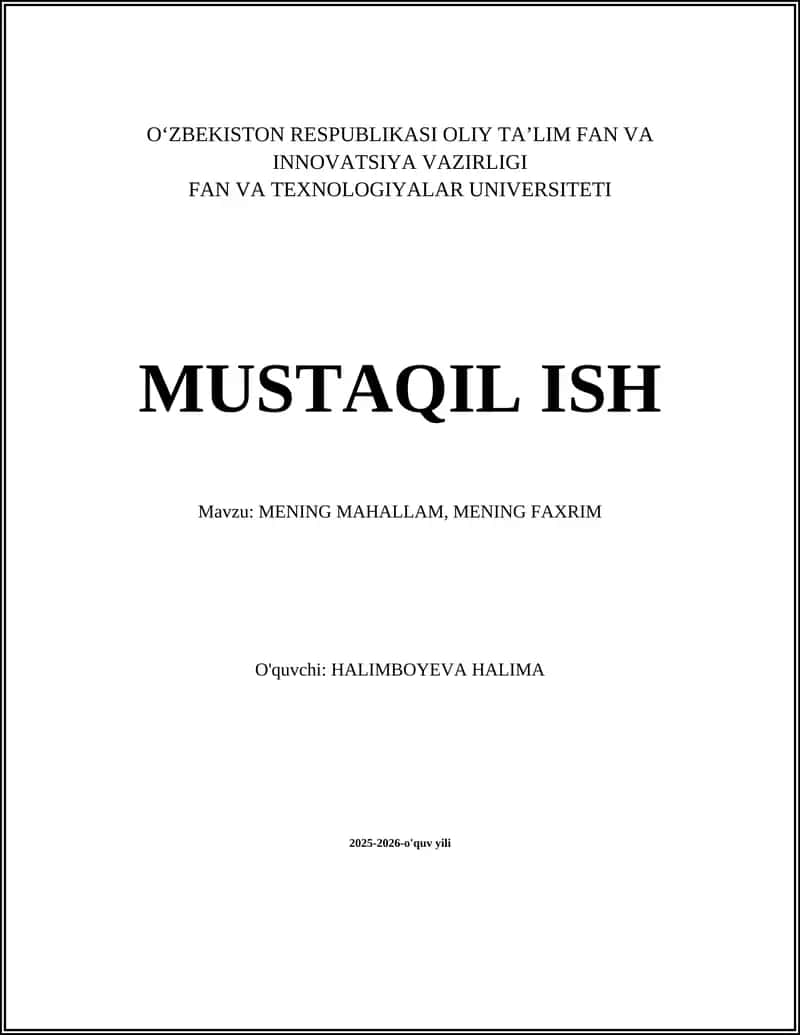 Mening mahallamning tarixi va qadimiy an'analari 1