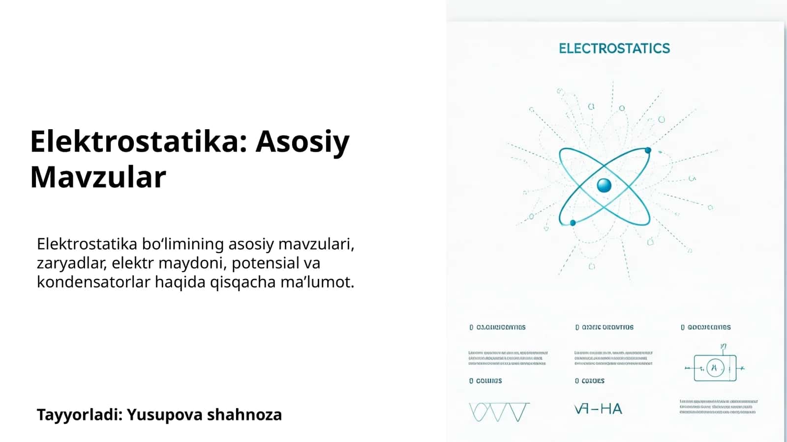 Elektrostatika: Asosiy Mavzular 1