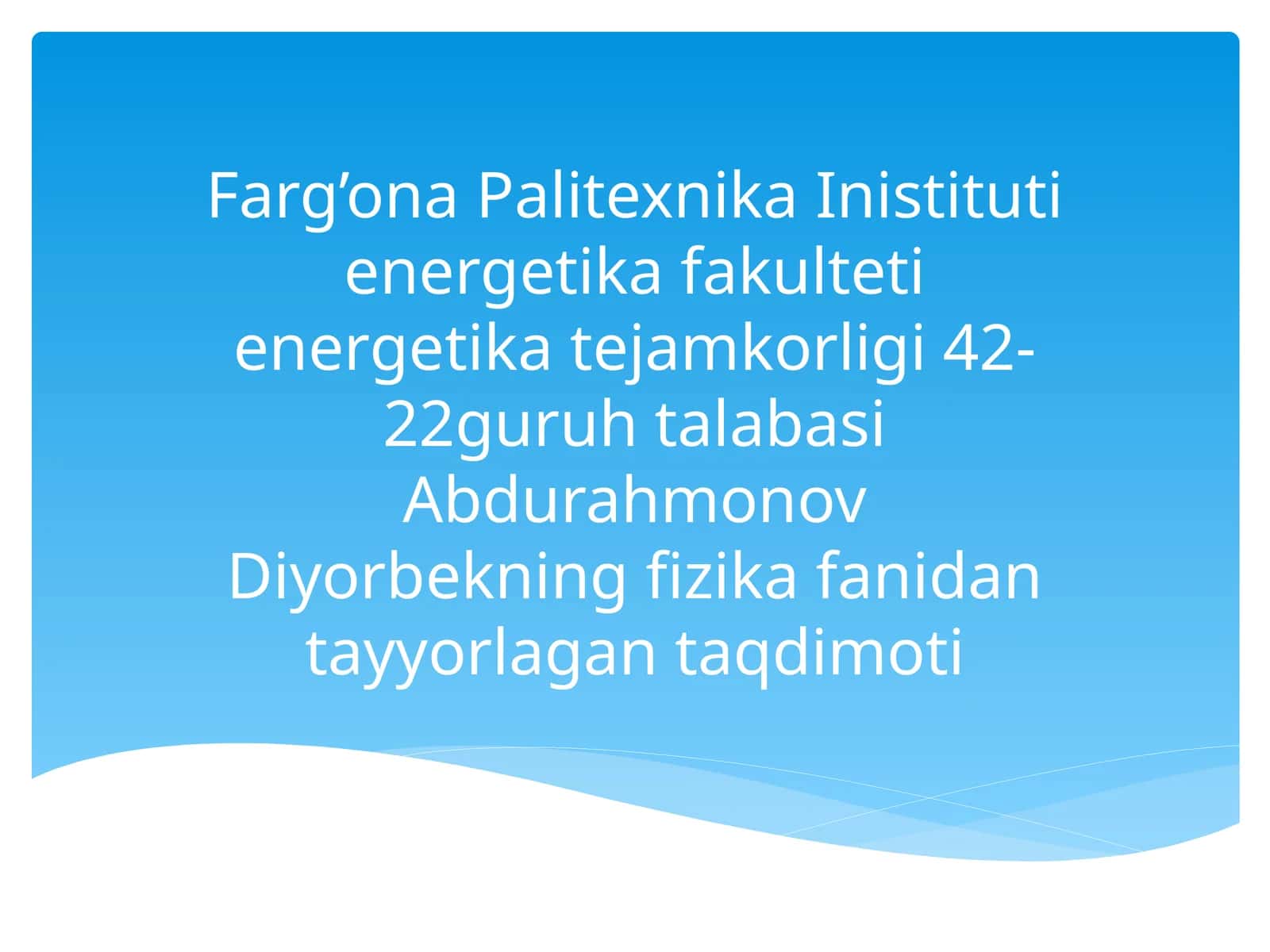 O’zgaruvchan tok zanjirida qarshilik, sig’im va induktivlik.O’zgaruvchan tok quvvati 1