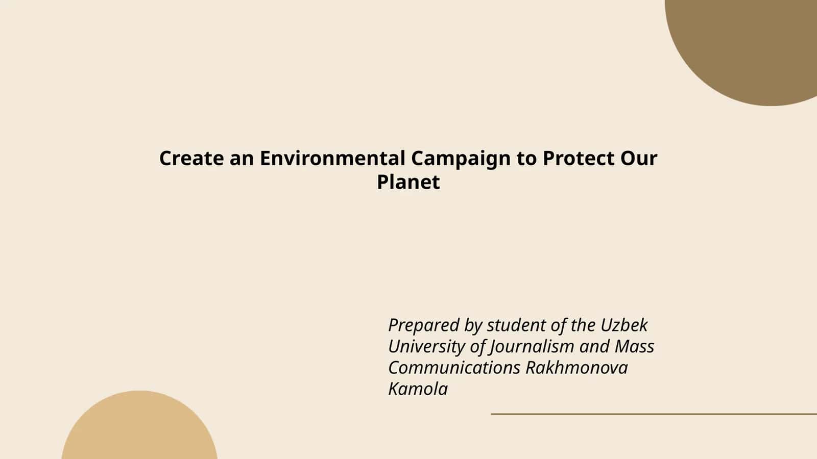Environmental Campaign Plan 1