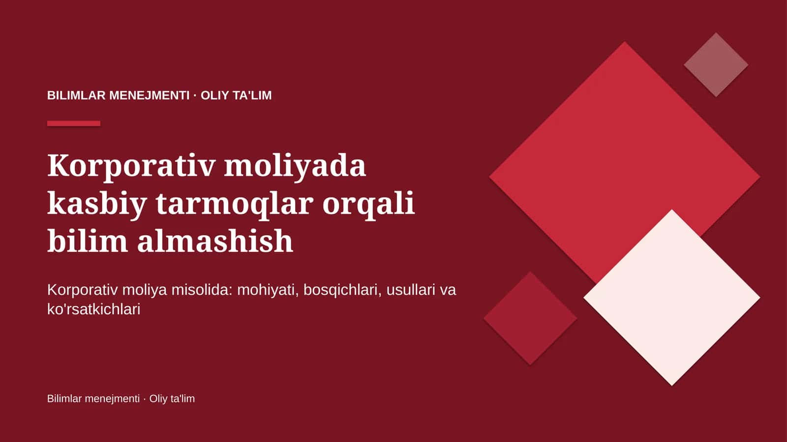Korporativ moliyada kasbiy tarmoqlar orqali bilim almashish 1