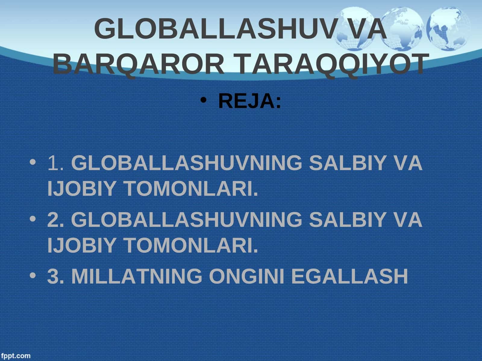 Globallashuv va Barqaror Taraqqiyot 1