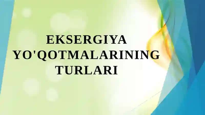 Eksergiya yo'qotmalarining turlari