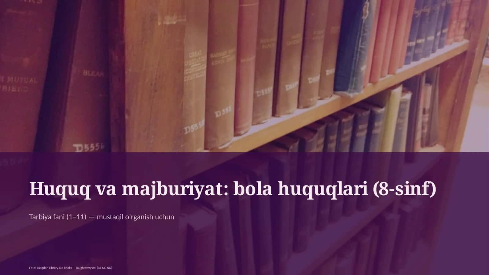 Huquq va majburiyat: bola huquqlari (8-sinf) 1