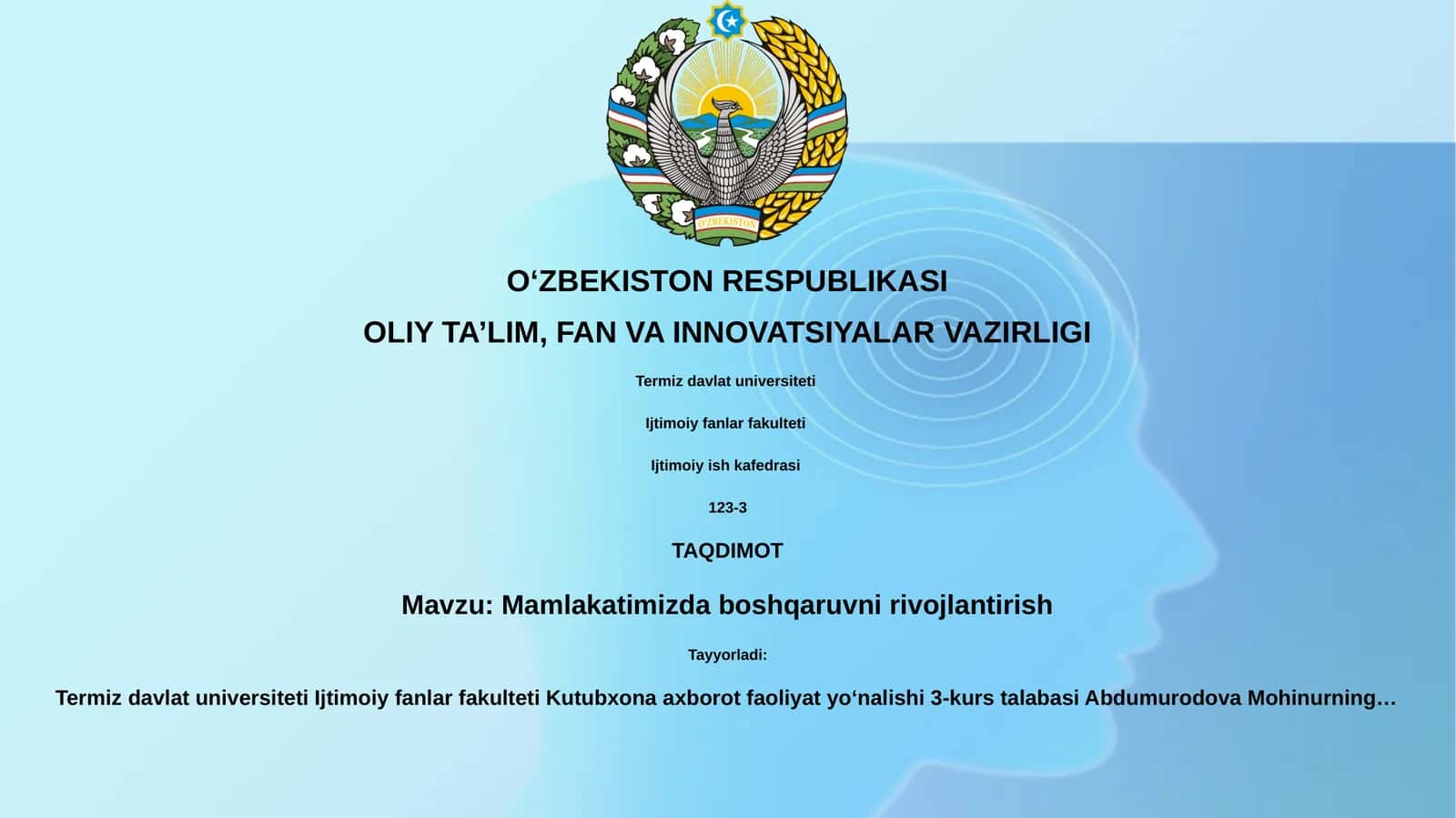 Mamlakatimizda boshqaruvni rivojlantirish 1