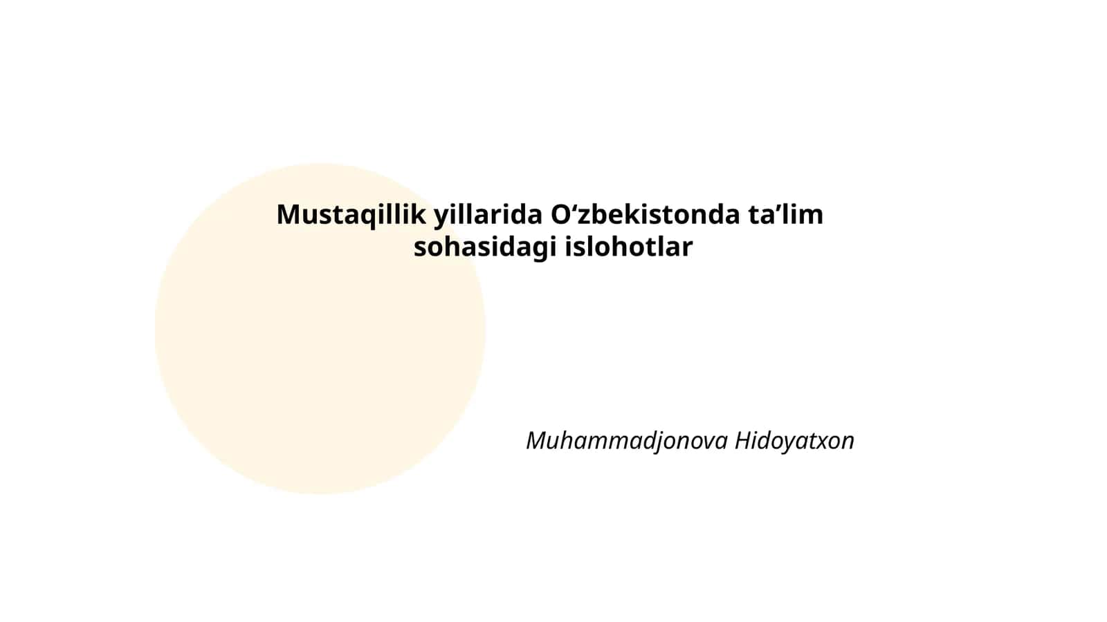 Oʻzbekistonda ta'lim sohasidagi islohotlar 1