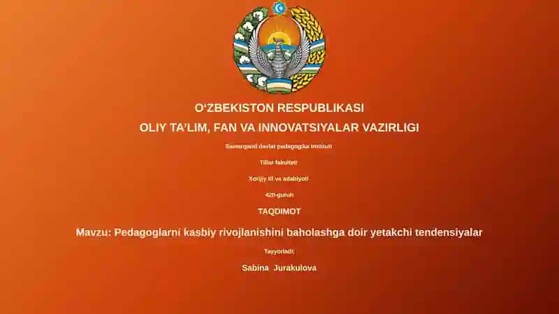 Pedagoglarni kasbiy rivojlanishini baholashga doir yetakchi tendensiyalar