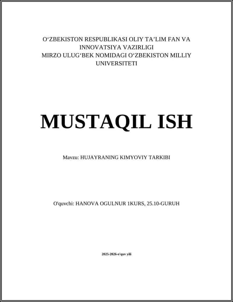 Hujayraning kimyoviy tarkibi 1