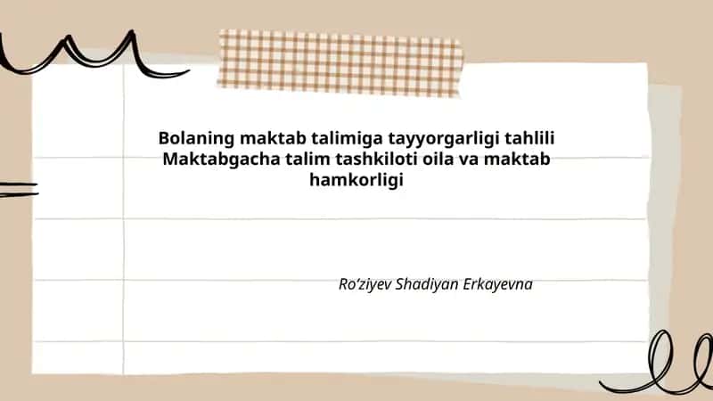 Bolaning maktab talimiga tayyorgarligi tahlili 1