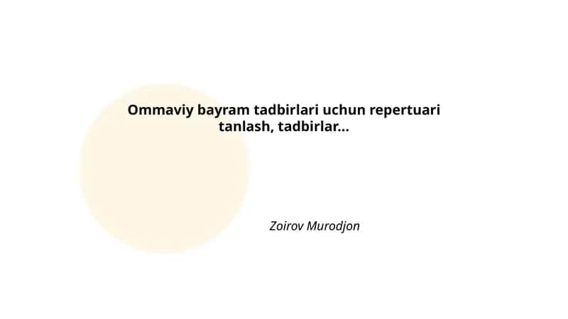 Ommaviy bayram dasturini rejalashtirish tamoyillari 1
