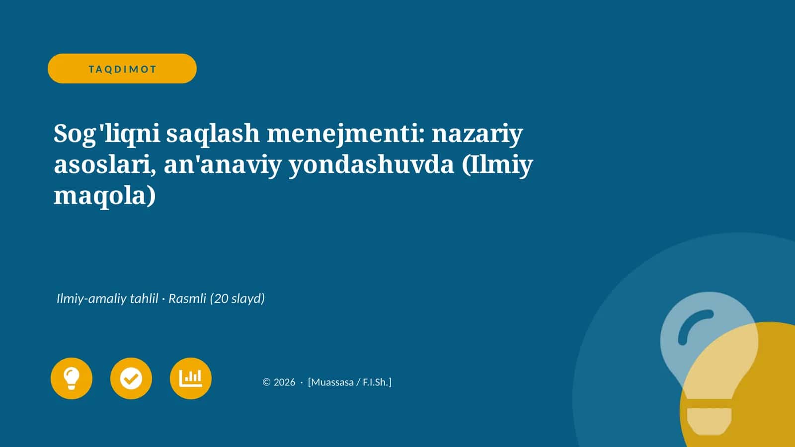 Sog'liqni saqlash menejmenti: nazariy asoslari, an'anaviy yondashuvda (Ilmiy maqola) 1