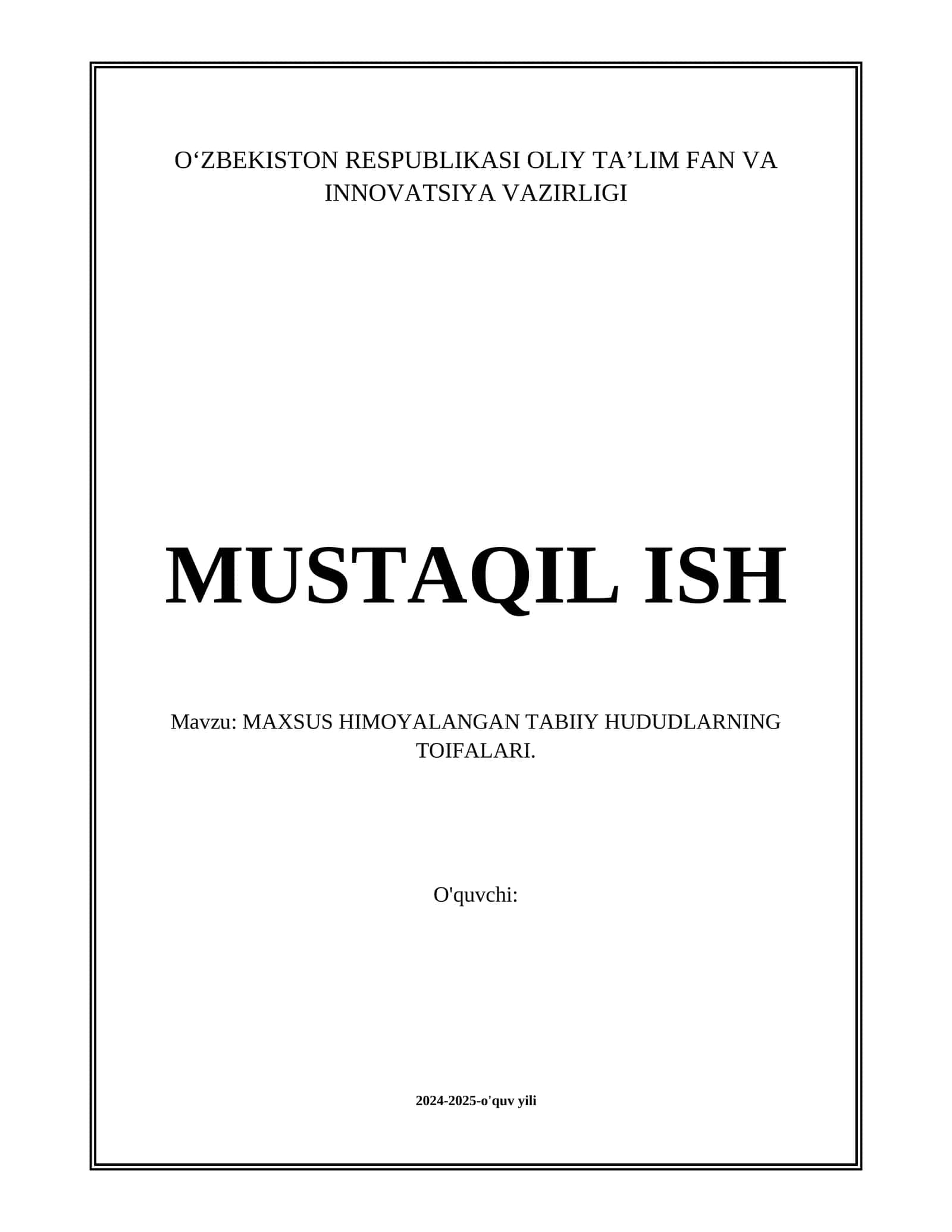MAXSUS HIMOYALANGAN TABIIY HUDUDLARNING TOIFALARI 1