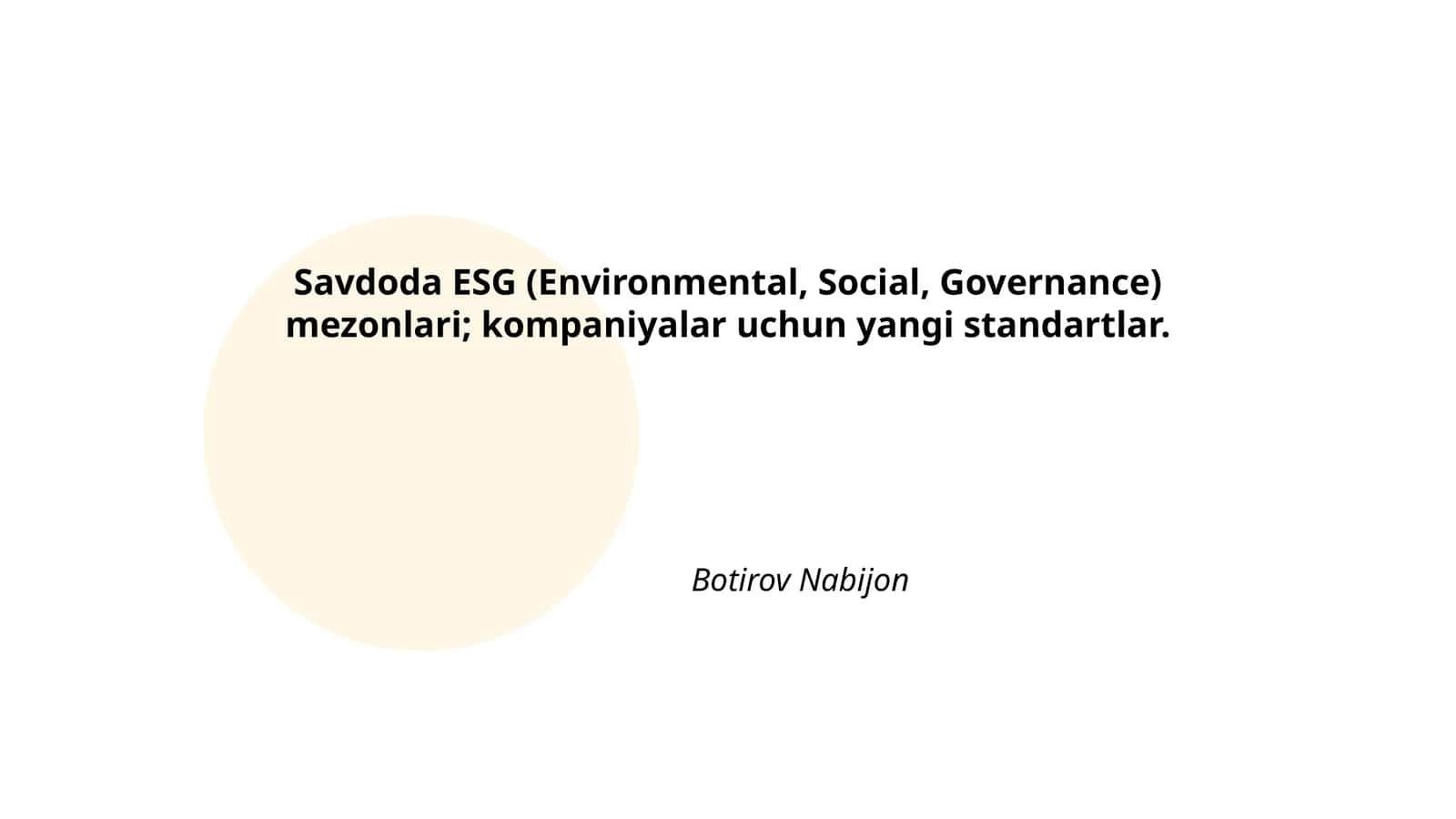 Savdoda ESG (Environmental, Social, Governance) mezonlari; kompaniyalar uchun yangi standartlar 1