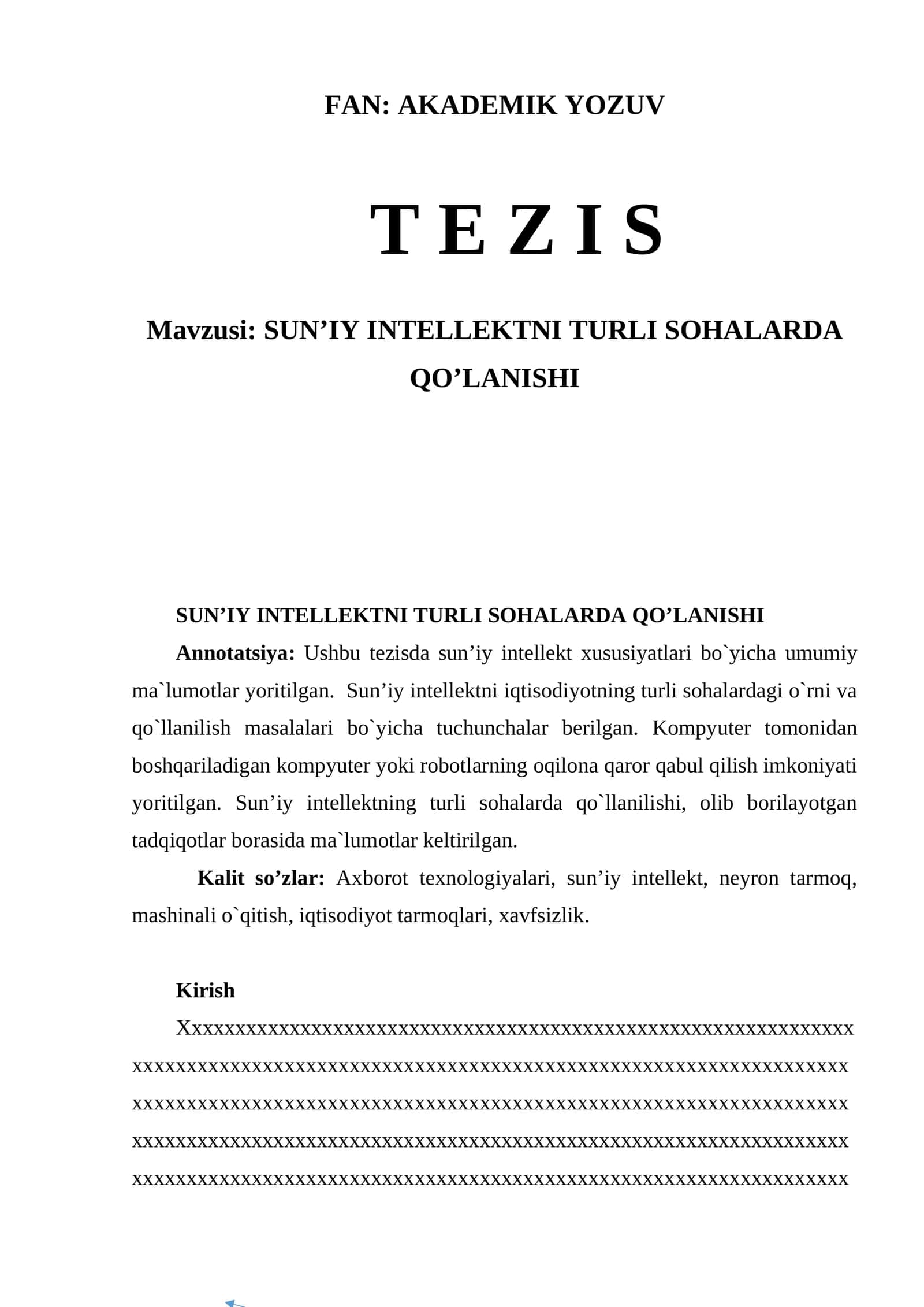 SUN’IY INTELLEKTNING TURLI SOHALARDA QO’LLANISHI 1