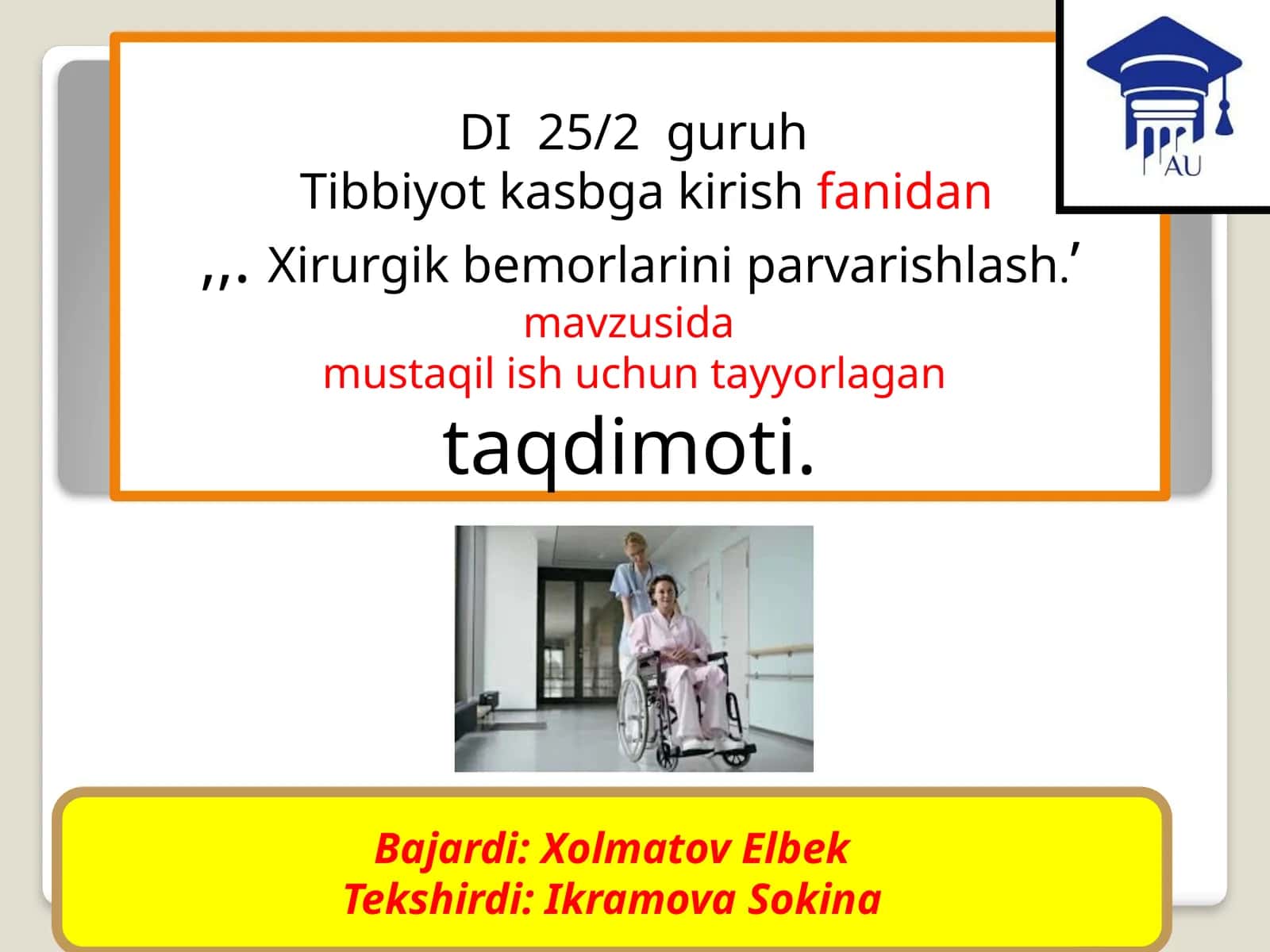 Xirurgik bemorlarini parvarishlash 1