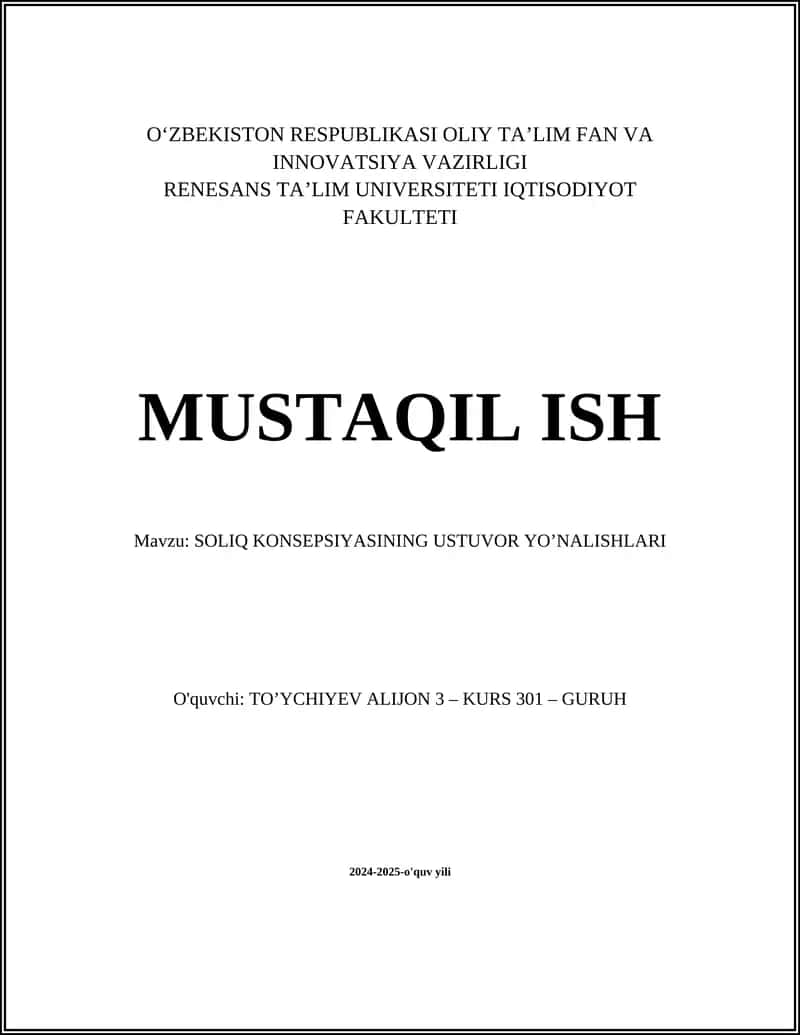 SOLIQ KONSEPSIYASI 1