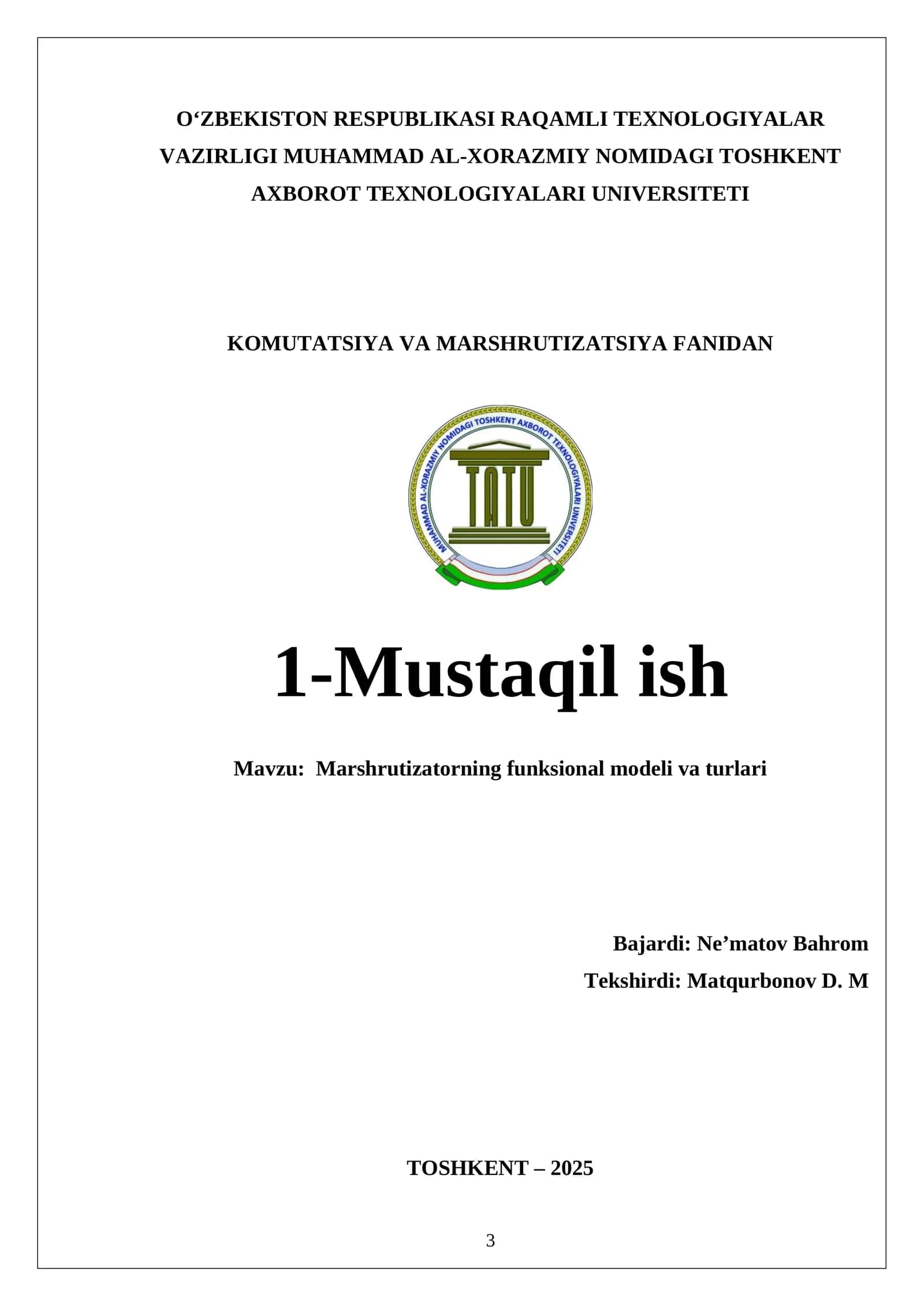 Marshrutizatorning funksional modeli va turlari 1