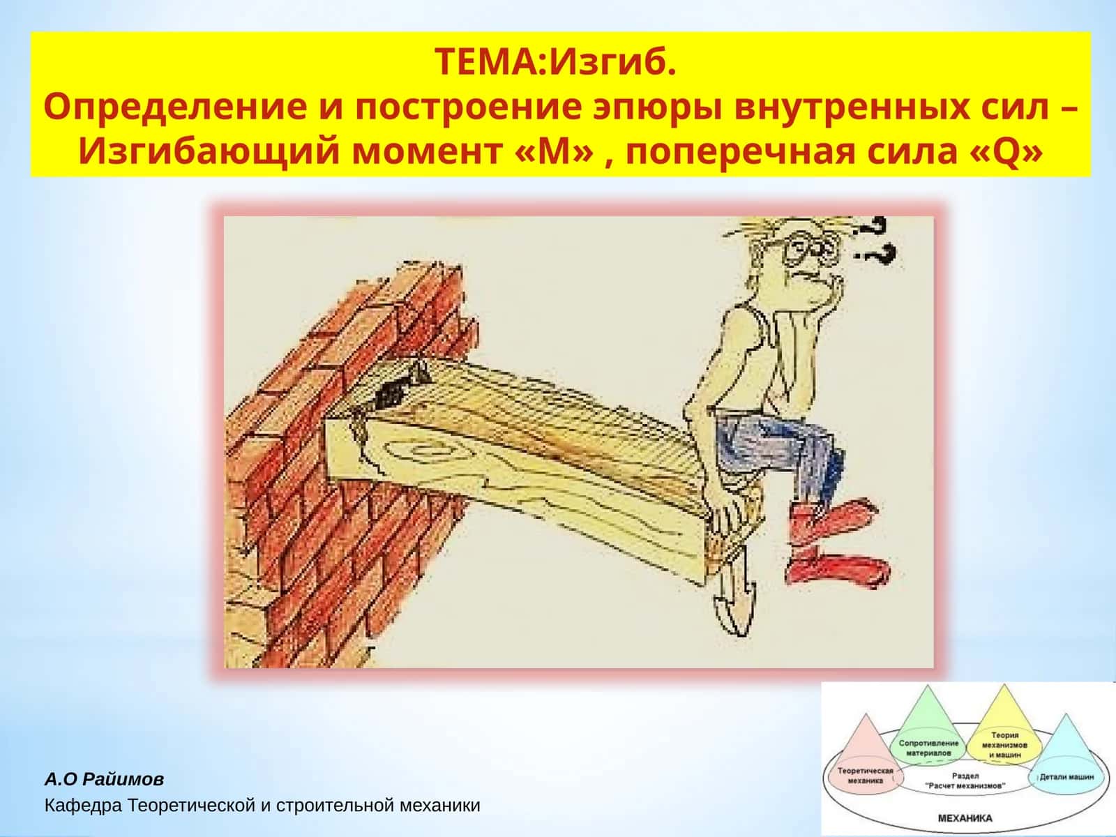 Изгиб. Определение и построение эпюры внутренных сил –Изгибающий момент «М», поперечная сила «Q» 1