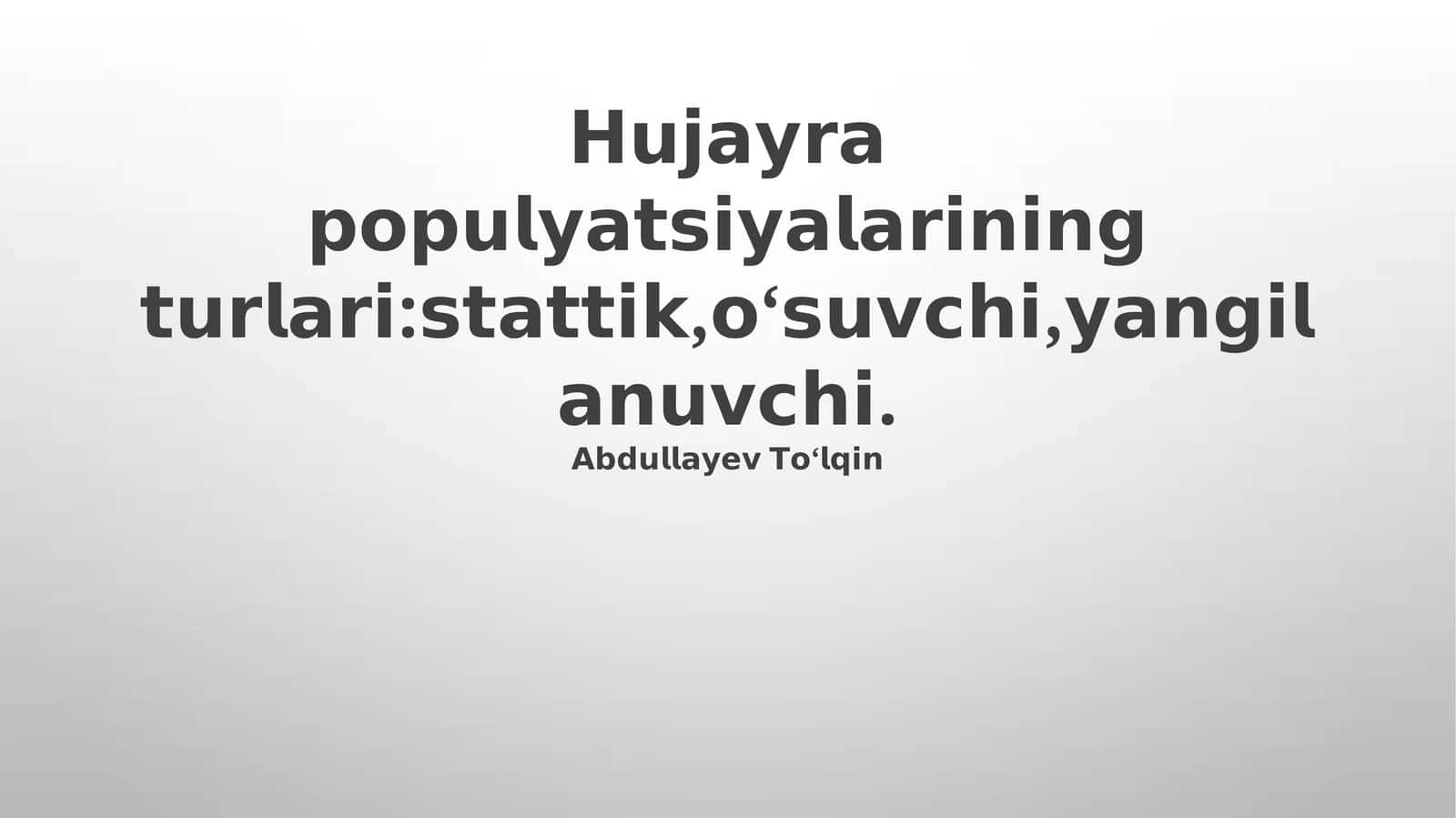 Yangilanuvchi Hujayra Populyatsiyalari 1