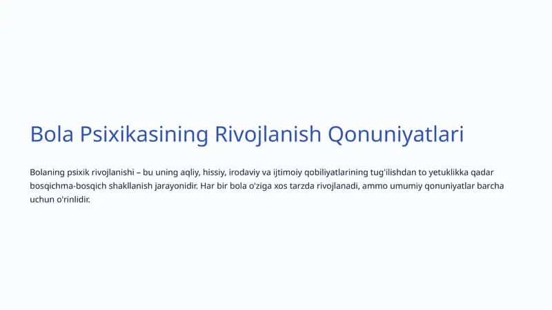 Bola Psixikasining Rivojlanish Qonuniyatlari 1