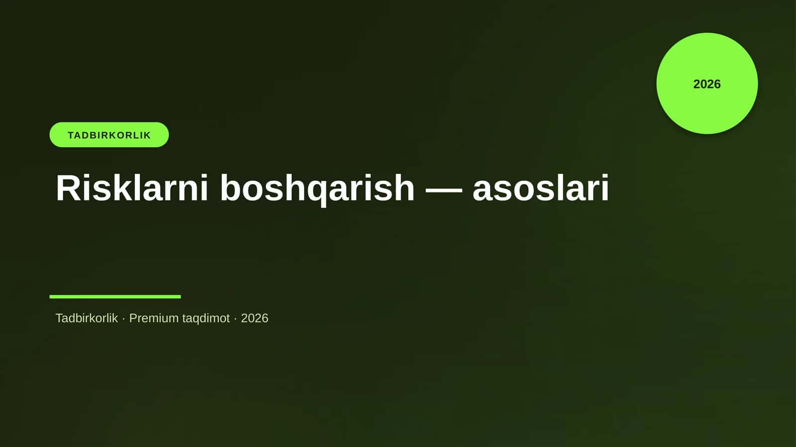 Risklarni boshqarish — asoslari 1