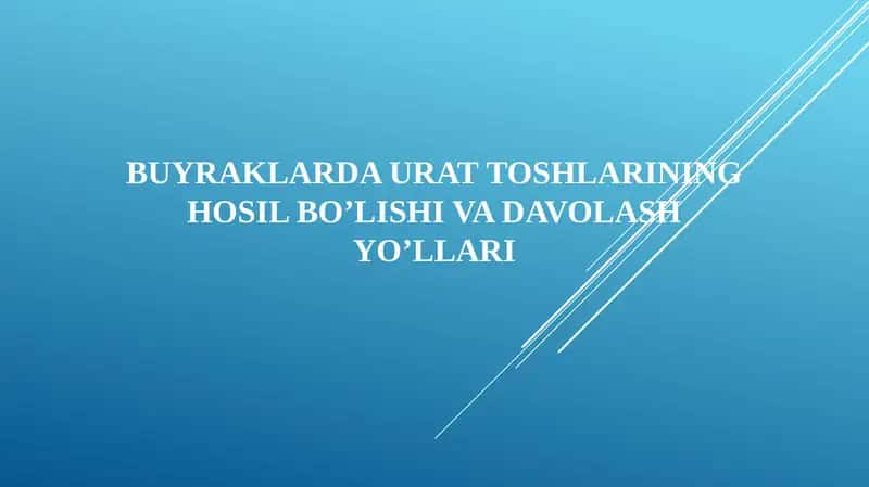 Buyraklarda Urat Toshsini Davolash 1