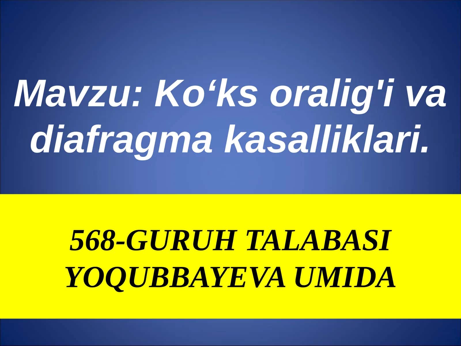 Ko'ks oralig'i va diafragma kasalliklari 1