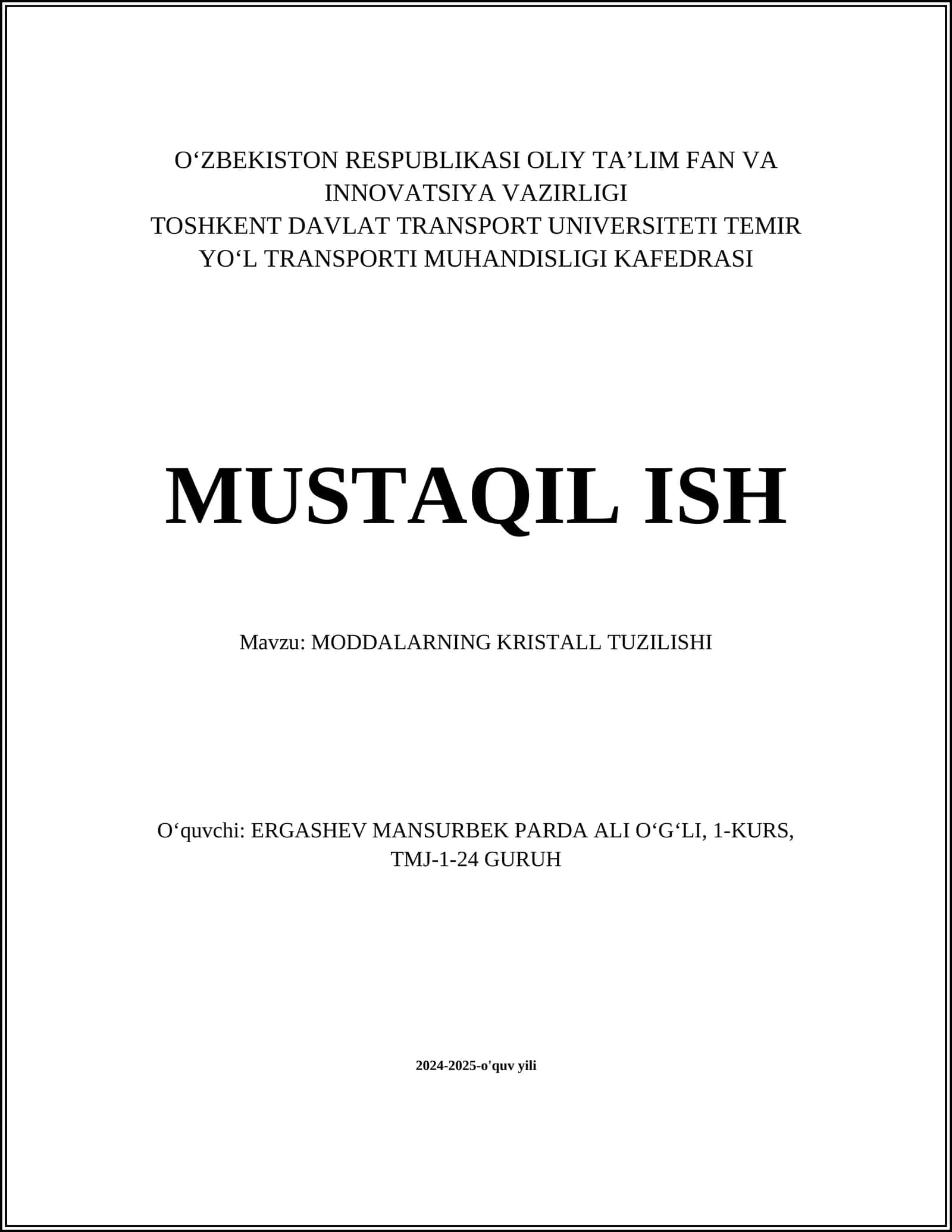 MODDALARNING KRISTALL TUZILISHI 1