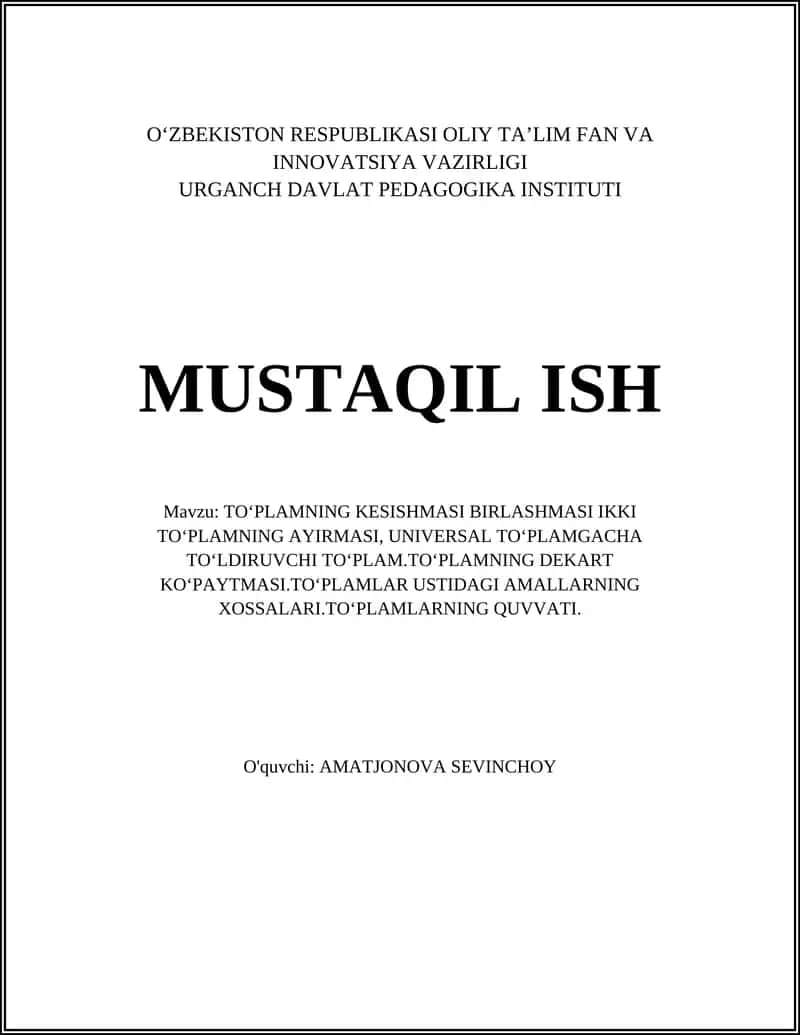 Toʻplam va uning elementlari 1