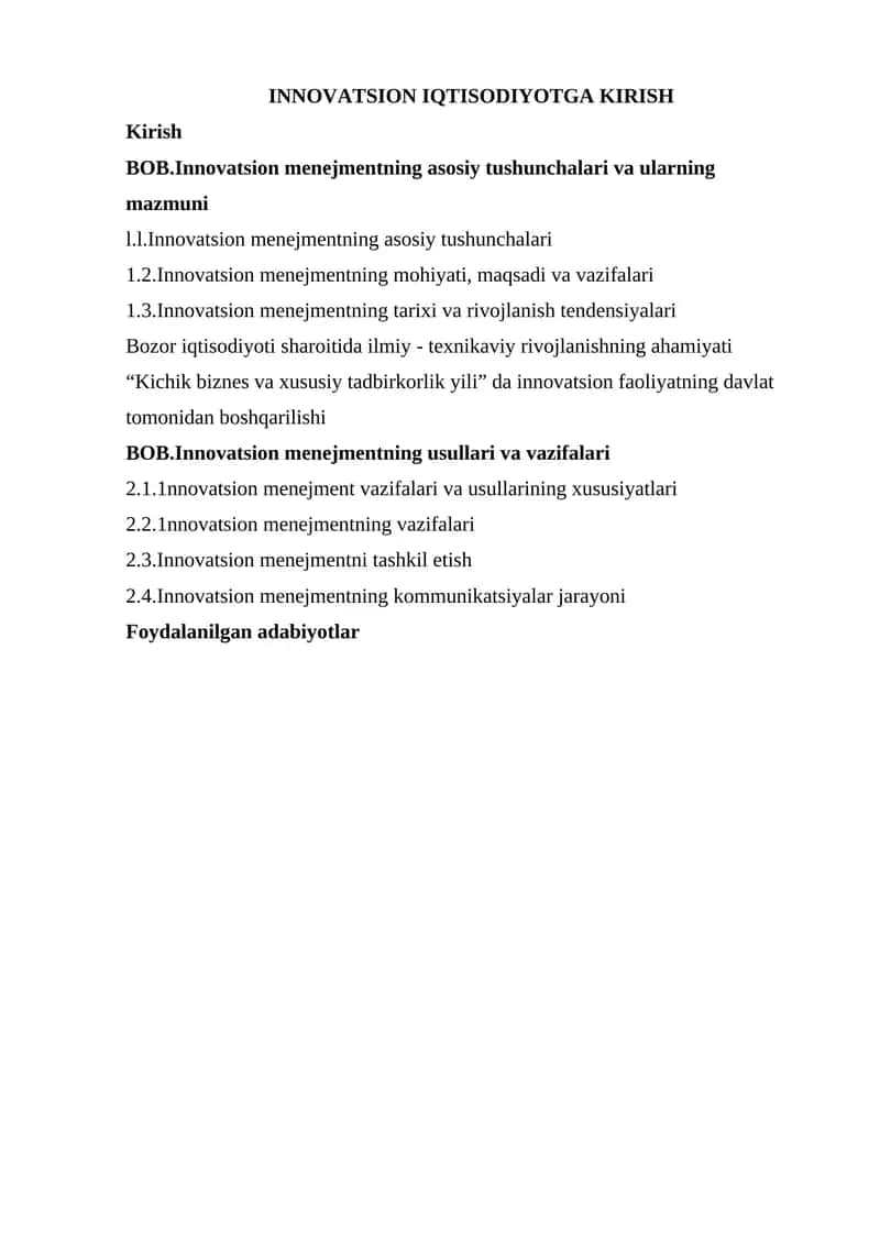 Innovatsion Iqtisodiyotga Kirish 1