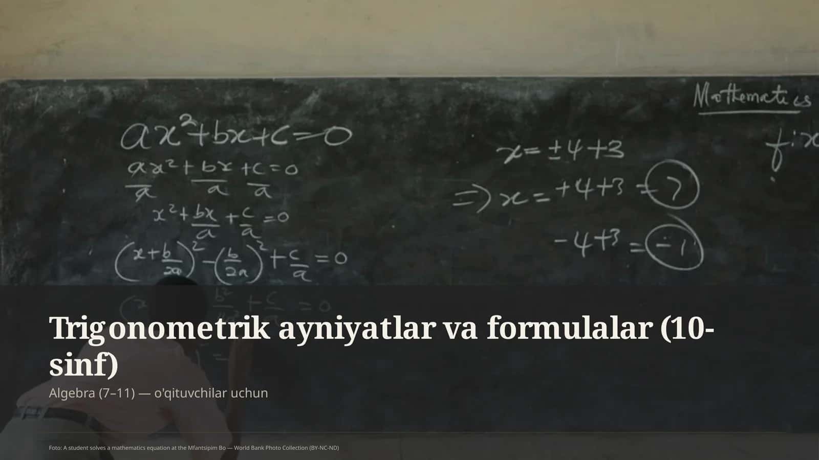 Trigonometrik ayniyatlar va formulalar (10-sinf) 1