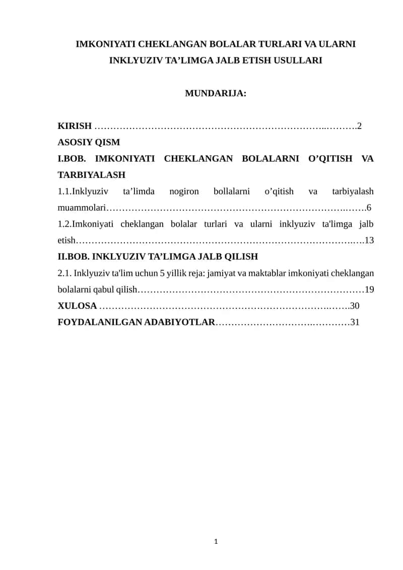IMKONIYATI CHEKLANGAN BOLALAR TURLARI VA ULARNI INKLYUZIV TAʼLIMGA JALB ETISH USULLARI 1