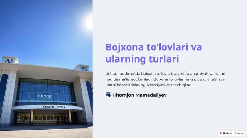 Bojxona toʻlovlari: Ta'rif va ahamiyat 1