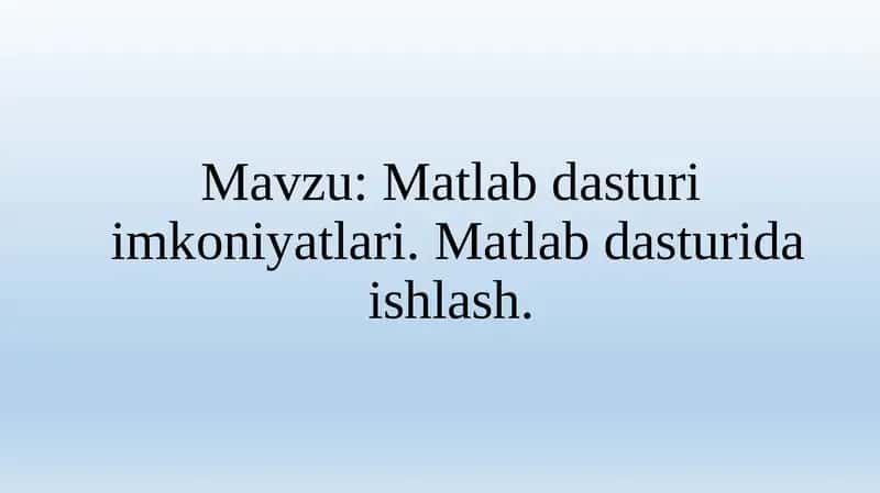 MATLAB dasturlari 1