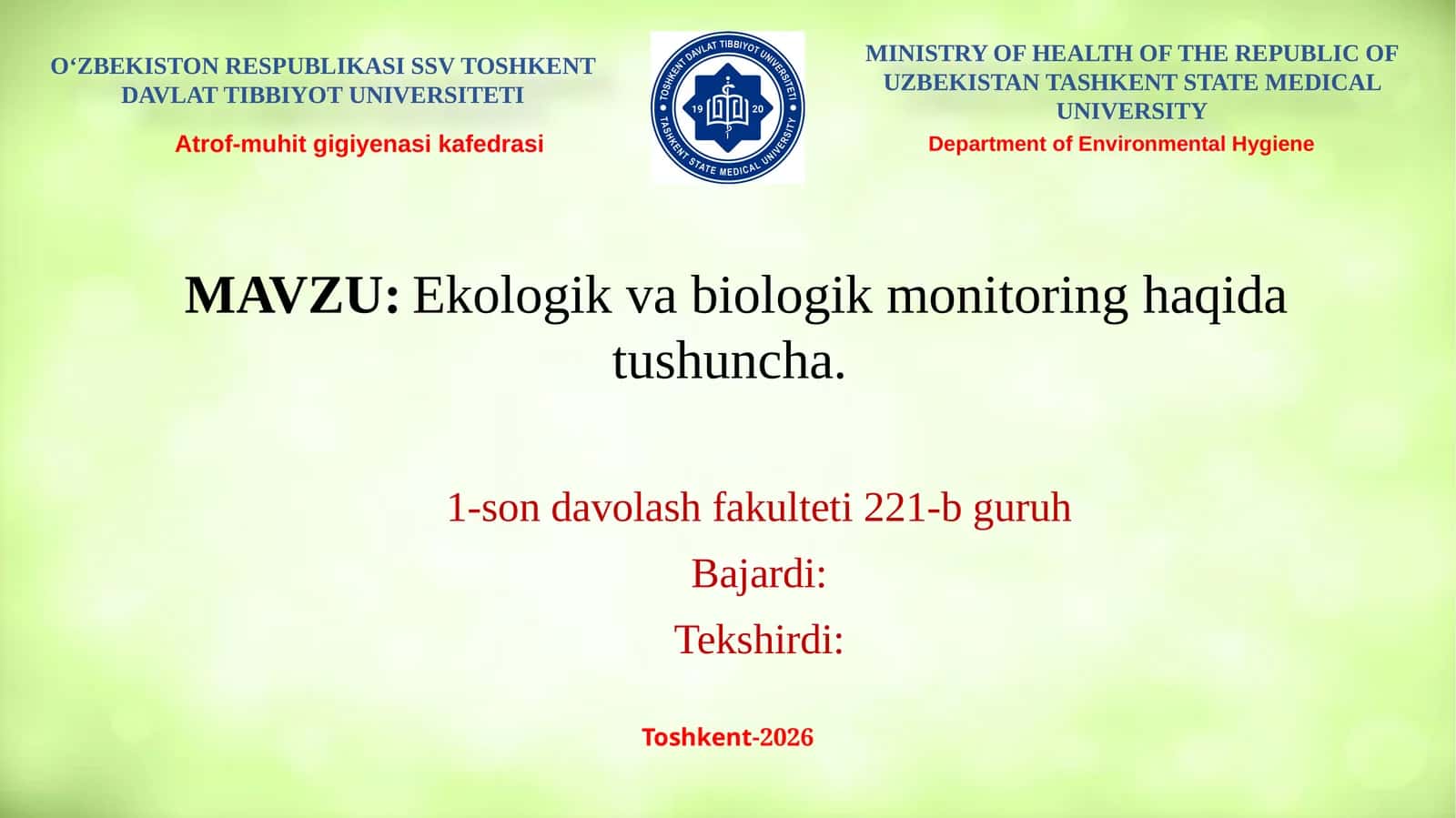 Ekologik va biologik monitoring haqida tushuncha 1