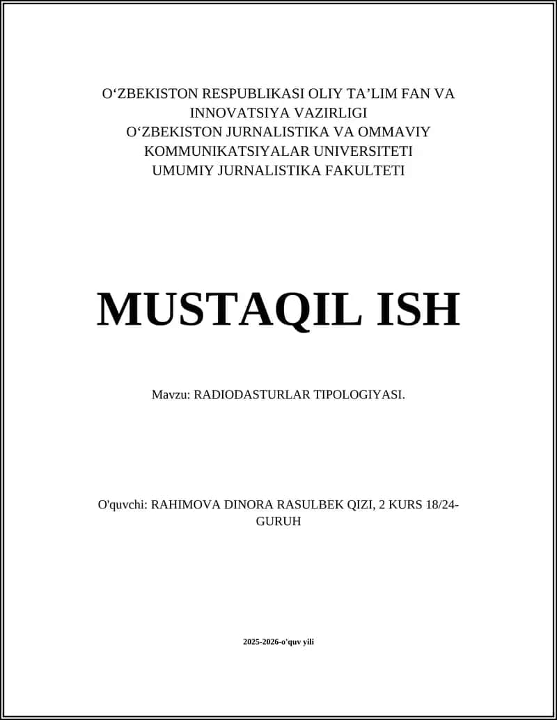 RADIODASTURLAR TIPOLOGIYASI 1