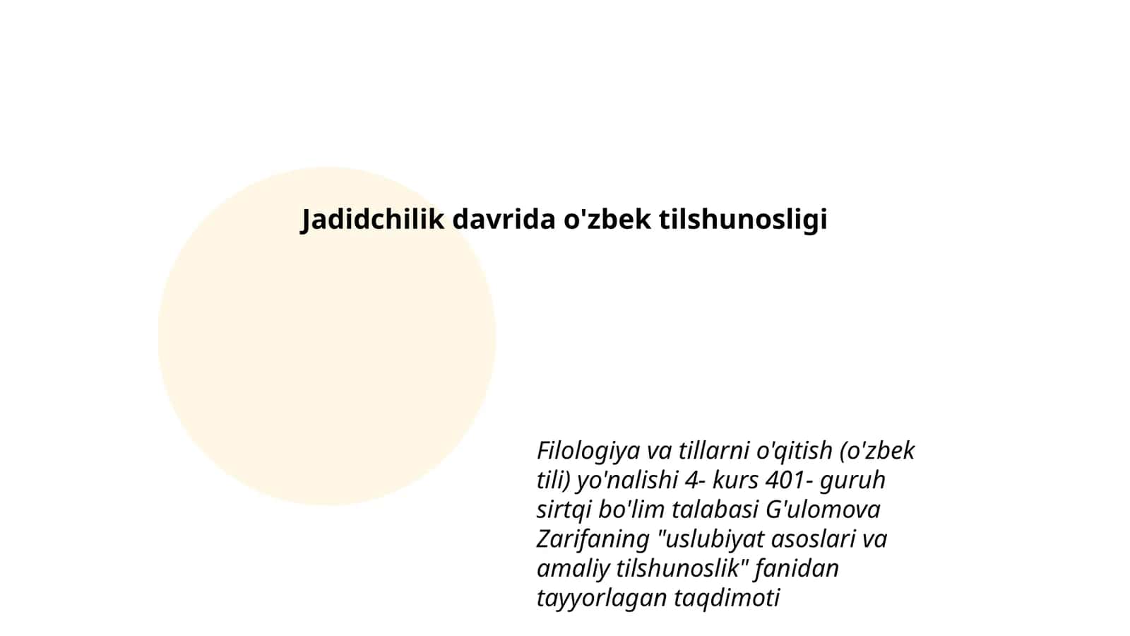 "Uslubiyat asoslari va amaliy tilshunoslik" fanidan taqdimot 1