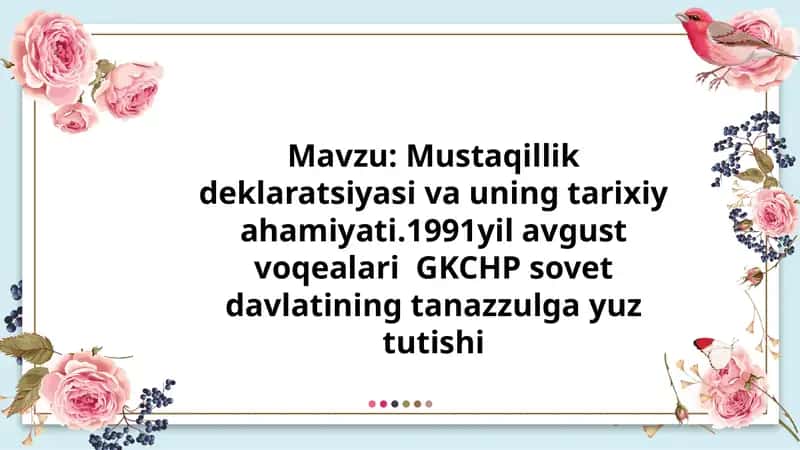 Mustaqillik deklaratsiyasi va uning tarixiy ahamiyati 1