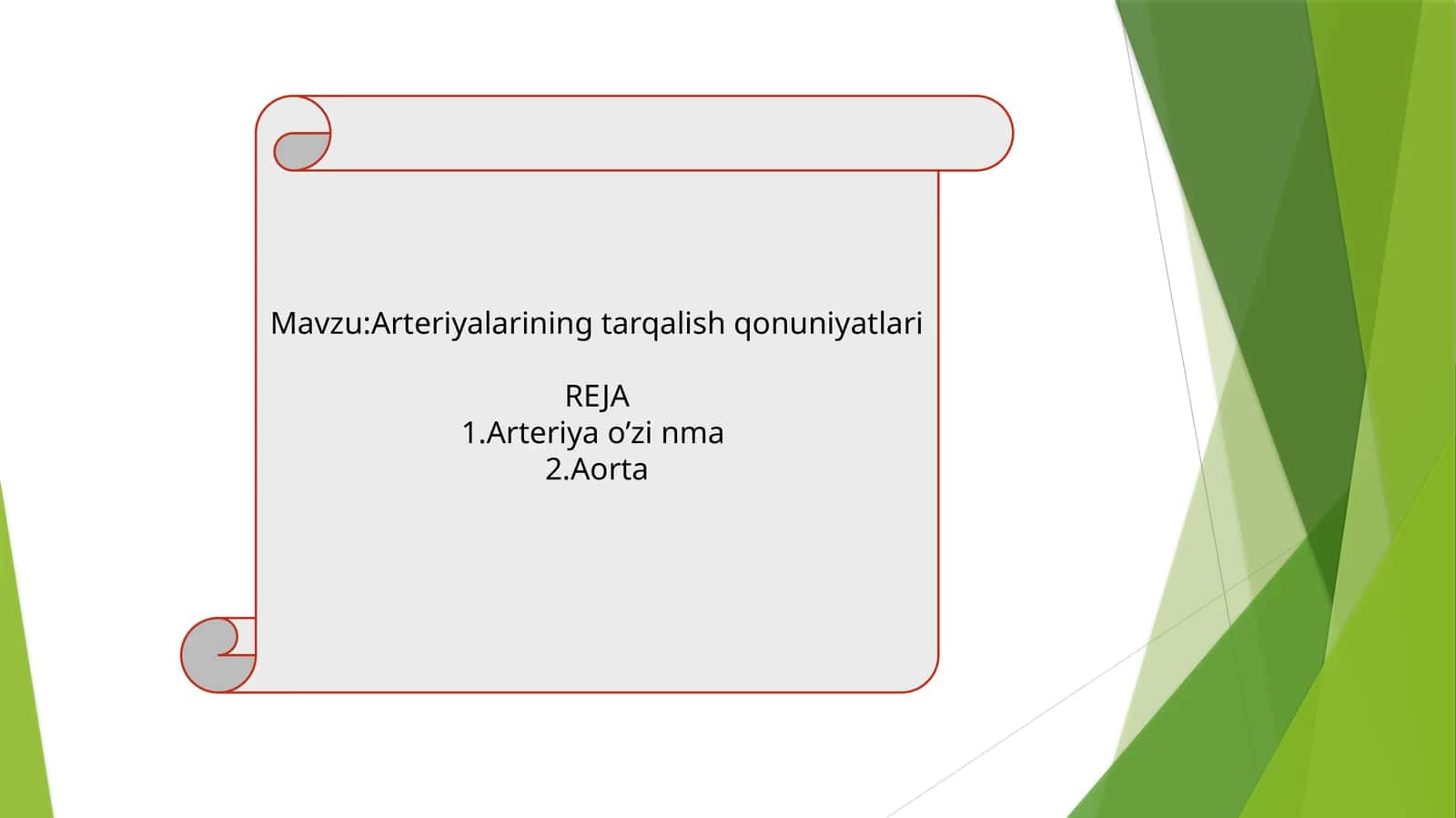 Arteriyalarining tarqalish qonuniyatlari 1