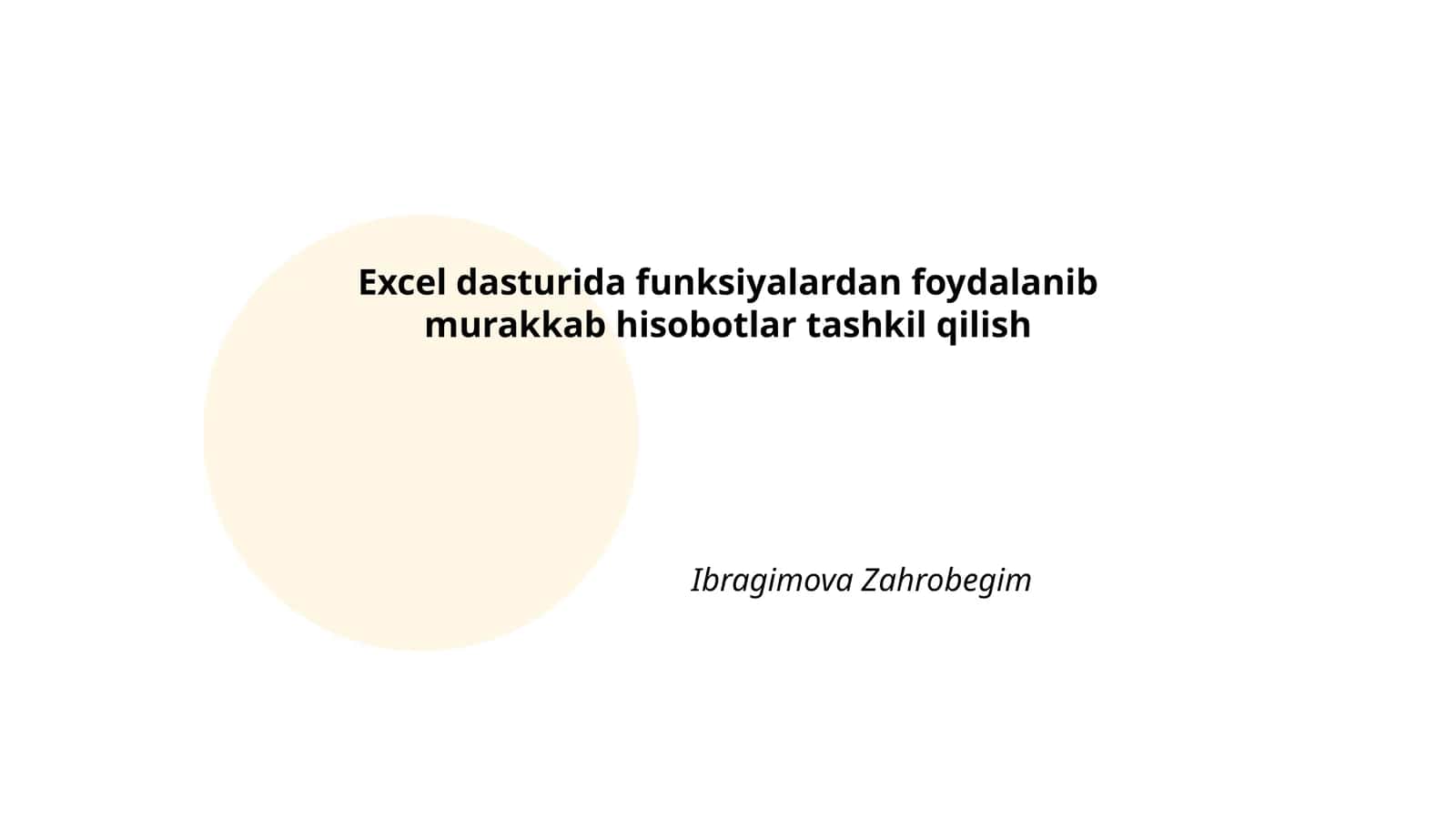 Excel dasturida funktsiyalardan foydalanish asoslari 1