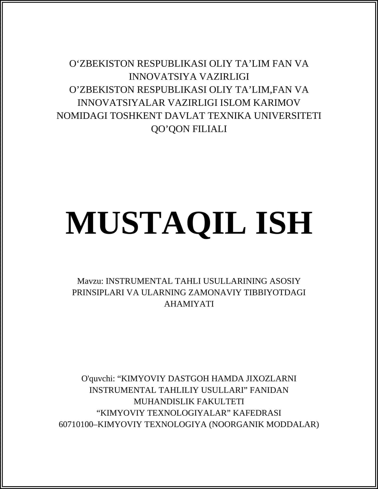 INSTRUMENTAL TAHLI USULLARINING ASOSIY PRINSIPLARI VA ULARNING ZAMONAVIY TIBBIYOTDAGI AHAMIYATI 1