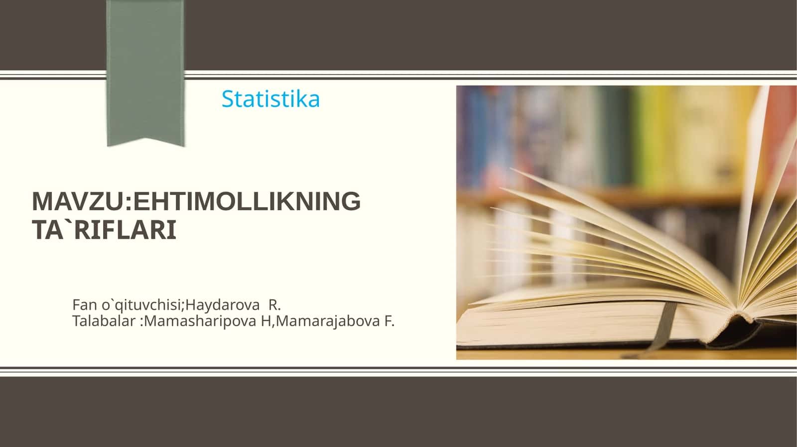 Ehtimollikning ta`riflari 1