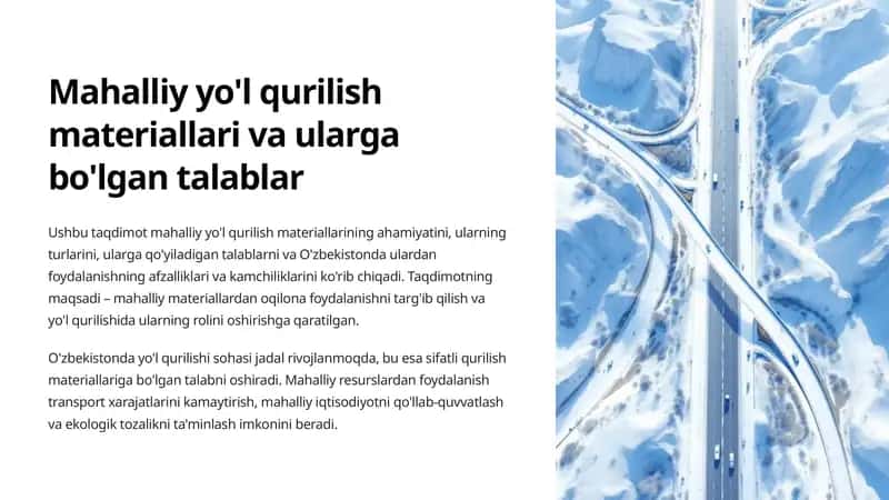 Mahalliy yo'l qurilish materiallari va ularga bo'lgan talablar 1