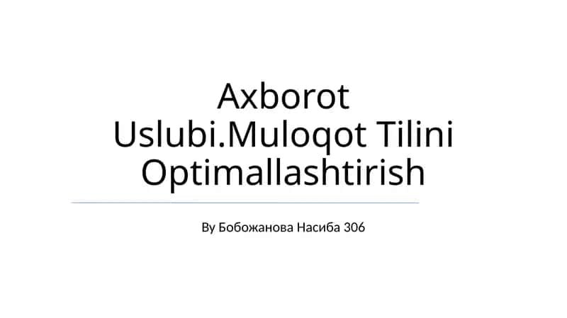 Muloqot Uslubi 1
