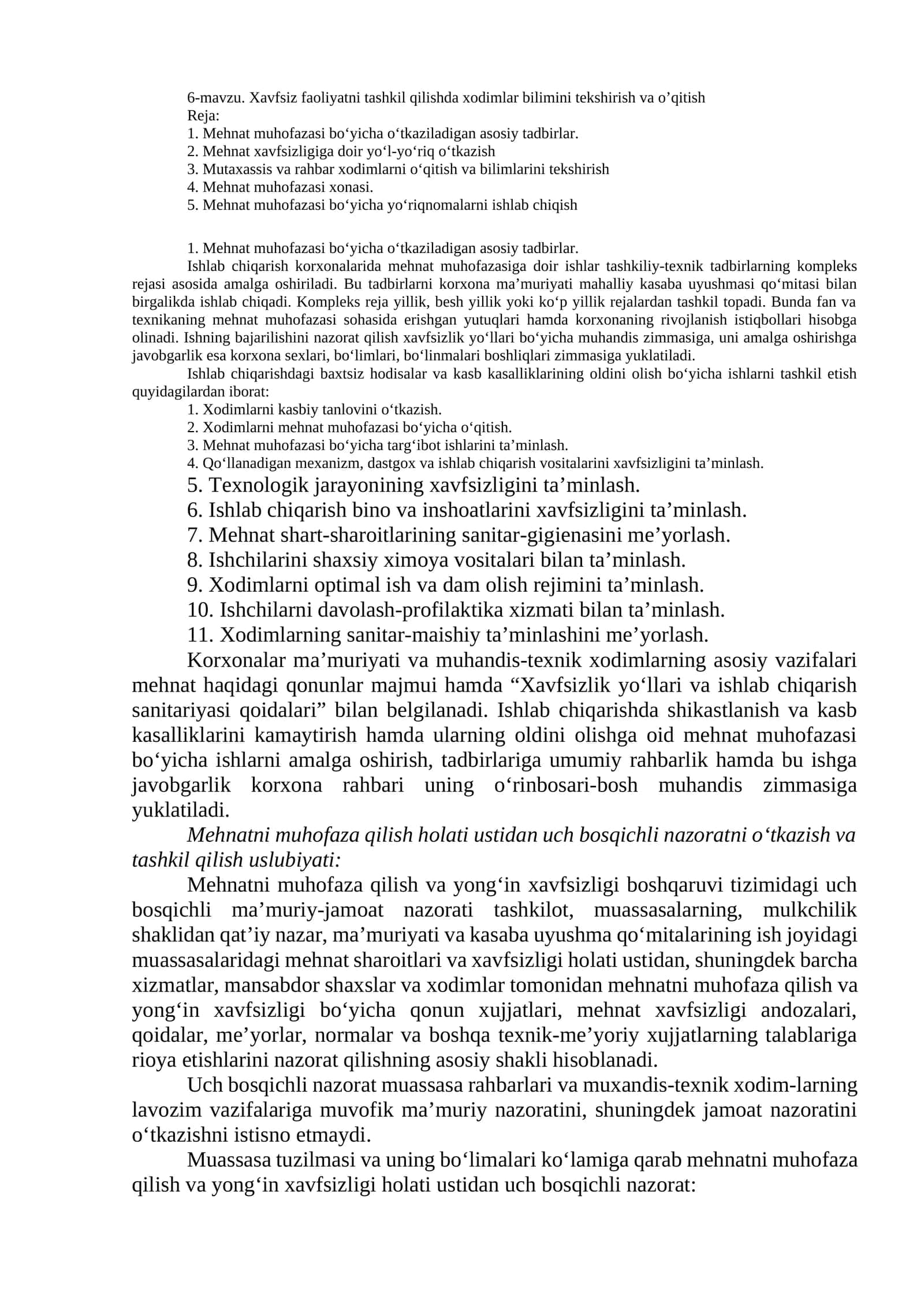 Xavfsiz faoliyatni tashkil qilishda xodimlar bilimini tekshirish va o’qitish 1